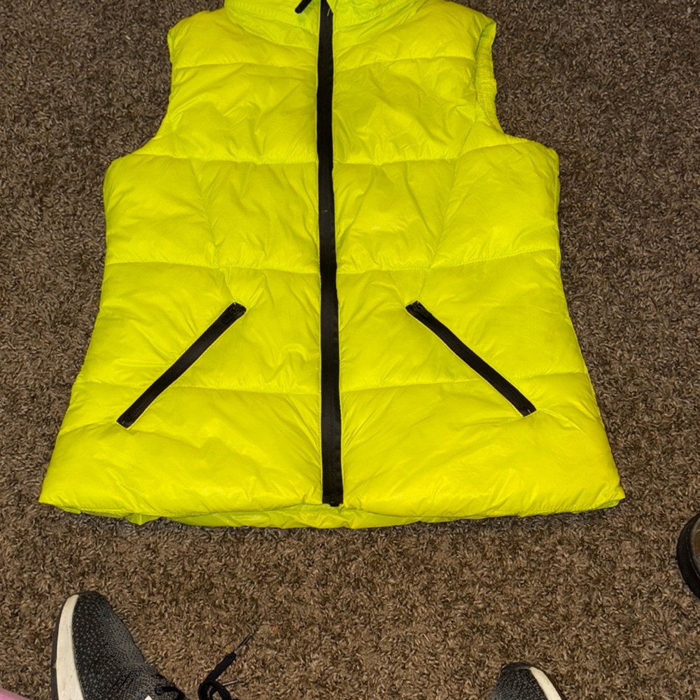 Marc New York Neon Yellow Puffer Vest Quilted Design
